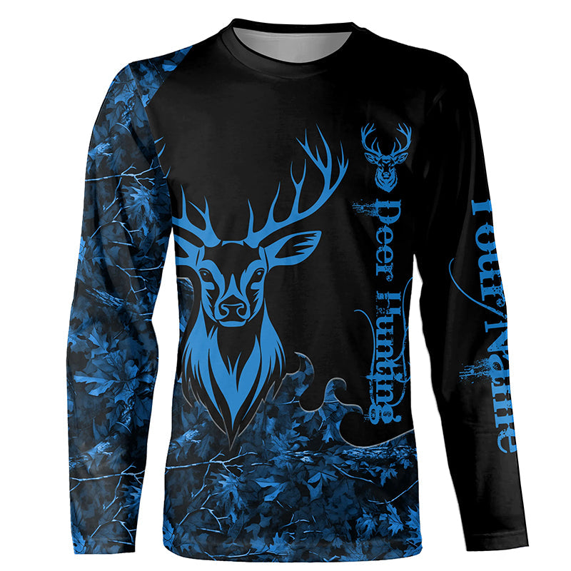 Deer Hunting Blue Camo Customize Name 3D All Over Printed Shirts Personalized Hunting gift NQS2627