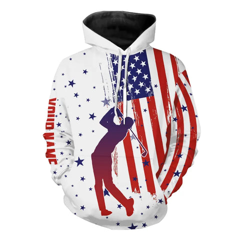 Red, White and Blue American Flag Golf Hoodies custom patriotic golf hoodie golf gifts NQS9168