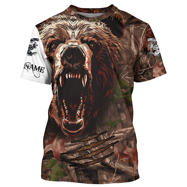 Bear Hunting Camo Customize Name 3D All Over Printed Shirts Personalized Hunting gifts NQS601