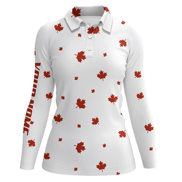 Women golf polo shirt Red Canada maple leaf pattern custom team golf polo shirts, patriot golf tops NQS6599
