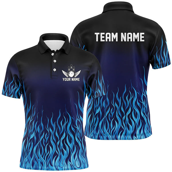 Blue Flame Fire Bowling Shirts For Men Custom Bowling Team League Jerseys, Bowling Outfits NQS8724