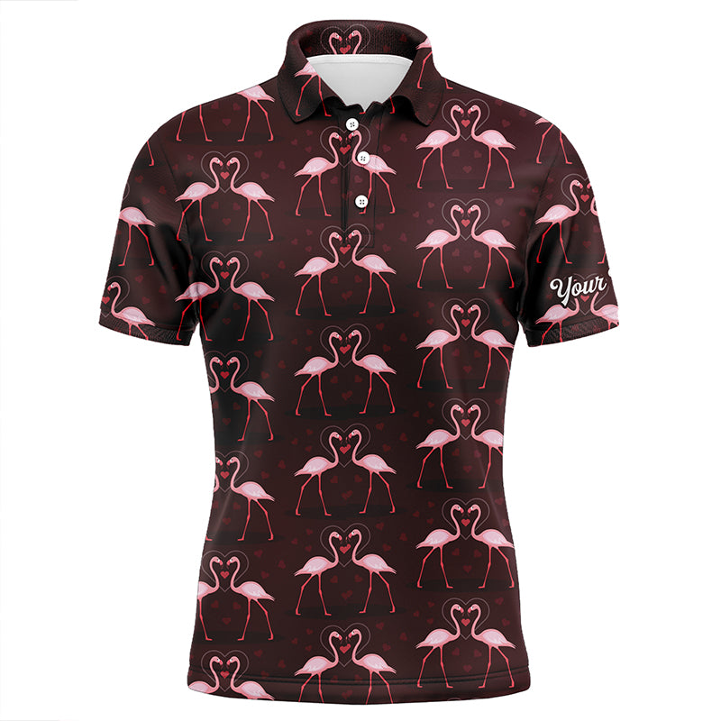 Love pink flamingos pattern custom Mens golf polo shirt, Flamingo golfing gifts NQS6858