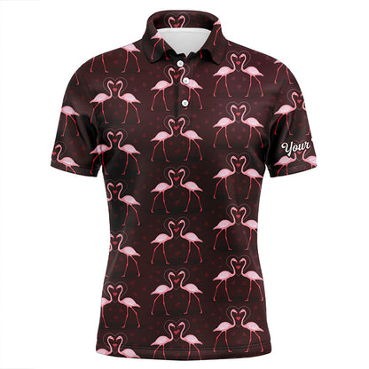 Love pink flamingos pattern custom Mens golf polo shirt, Flamingo golfing gifts NQS6858