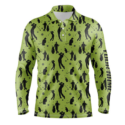 Mens golf polo shirts custom name green mens golf pattern, golf attire for mens NQS6865