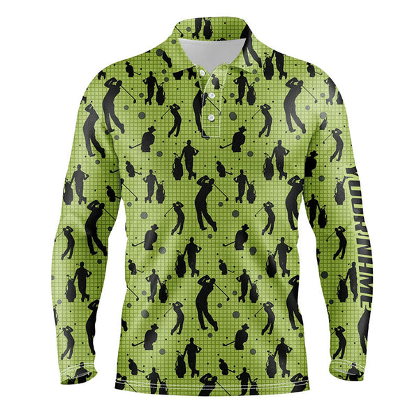 Mens golf polo shirts custom name green mens golf pattern, golf attire for mens NQS6865
