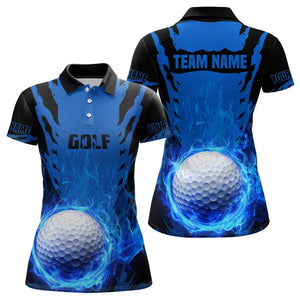 Black and Blue Flame Golf Ball Womens Golf Polo Shirts custom team ladies golf tops golf gifts for her NQS9179