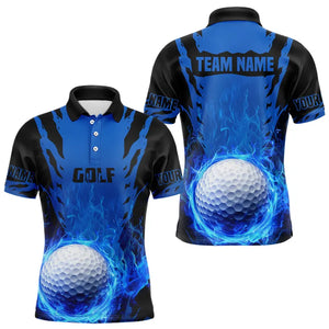 Black and Blue Flame Golf Ball Mens Golf Polo Shirts custom team mens golf tops golf gifts for him NQS9179