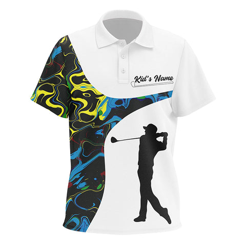 Kid golf polos shirts custom camo white golf tops, best golf wear for Kid NQS7290