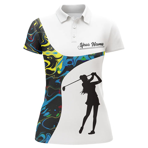 Womens golf polo shirts custom camo white golf tops, best ladies golf wear NQS7290