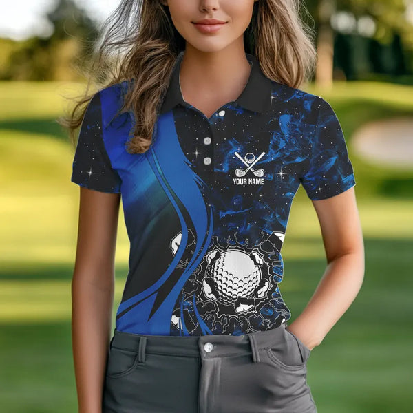Black and Blue Galaxy Womens golf polo shirt custom cool golf shirts, personalized golf gifts NQS9694