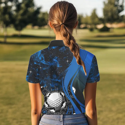 Black and Blue Galaxy Womens golf polo shirt custom cool golf shirts, personalized golf gifts NQS9694