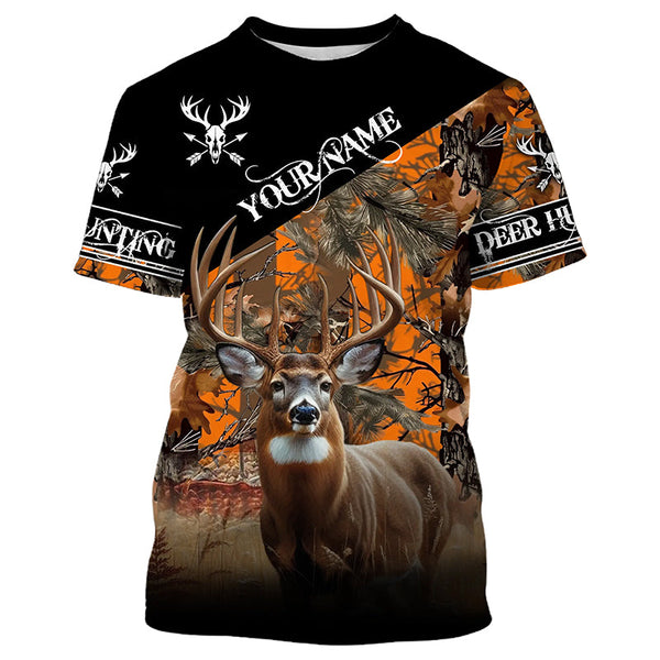 Deer Hunting orange Camo Customize Name 3D All Over Printed Shirts Hunting gift NQS850