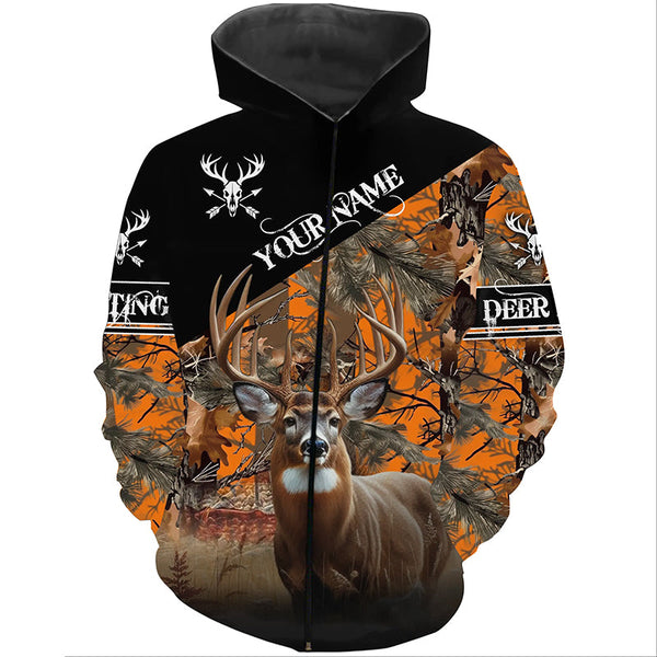 Deer Hunting orange Camo Customize Name 3D All Over Printed Shirts Hunting gift NQS850