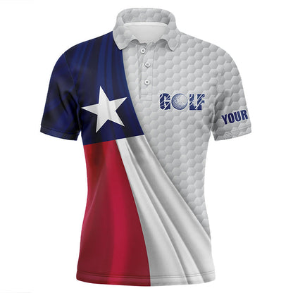 Texas flag white golf ball skin Mens golf polo shirts custom name patriotic golf tops for mens NQS6867