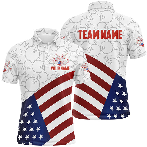 Personalized American Flag Bowling Team Shirts For Men Patriotic Bowling Gifts NQS8947