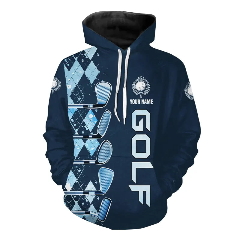 Blue argyle pattern Golf clubs Golf Hoodies custom golf shirt cool golf gifts NQS9184