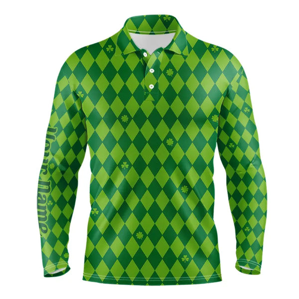 Personalized Green argyle pattern Men golf polo shirts Custom St Patrick day golf tops for men NQS9545