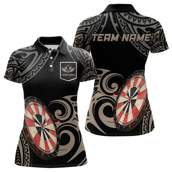 Personalized Black tribal pattern Darts Shirts For Women Custom Retro Team Darts Jerseys NQS9551
