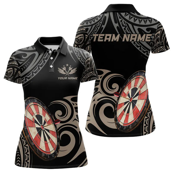 Personalized Black tribal pattern Darts Shirts For Women Custom Retro Team Darts Jerseys NQS9551