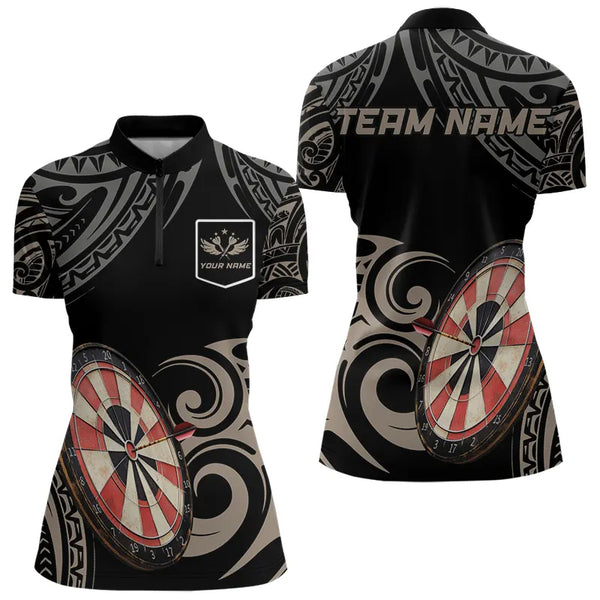 Personalized Black tribal pattern Darts Shirts For Women Custom Retro Team Darts Jerseys NQS9551
