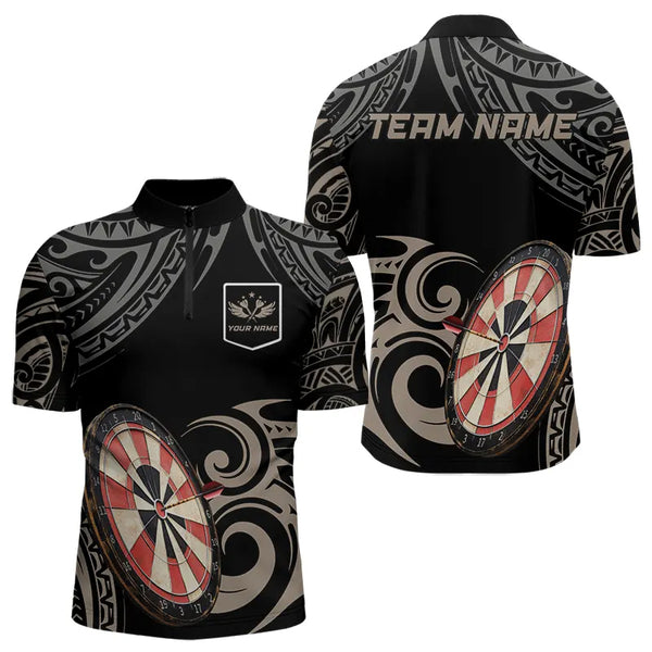 Personalized Black tribal pattern Darts Shirts For Men Custom Retro Team Darts Jerseys NQS9551