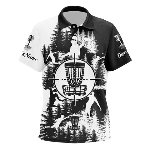 Black and white Kid golf polos shirts custom disc golf basket frisbee golf shirts, disc golf gifts NQS7296