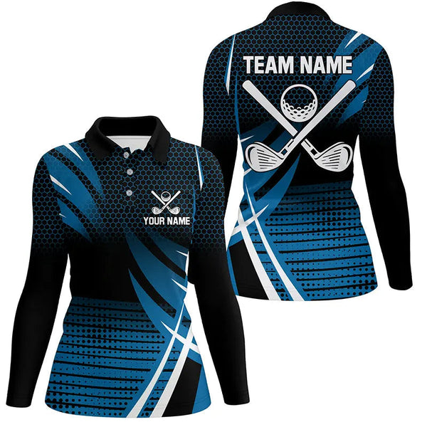 Womens golf polo shirts custom cool golf shirts, golfing gifts for team | Blue NQS7486