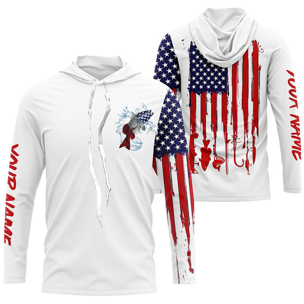 American flag Redfish fishing personalized patriotic UV Protection Fishing Shirts for mens, women, kid NQS5484
