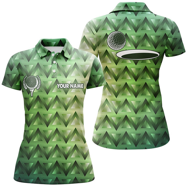 Green triangle pattern Womens golf polo shirt custom golf tops for ladies, golf gifts NQS6629