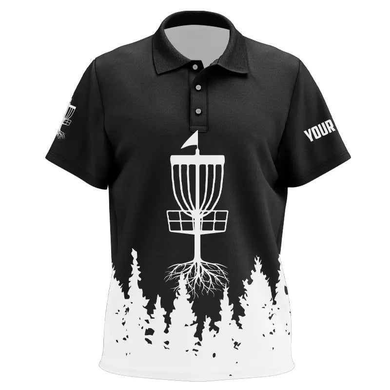 Black and White Kid Disc golf polo shirts custom name frisbee golf jerseys NQS9195