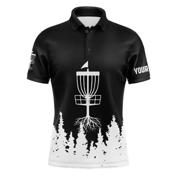 Black and White Disc Golf Basket Mens Disc golf polo shirts custom name disc golf jerseys NQS9195