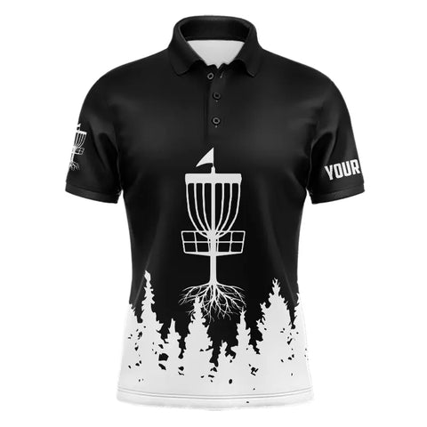 Black and White Disc Golf Basket Mens Disc golf polo shirts custom name frisbee golf jerseys NQS9195