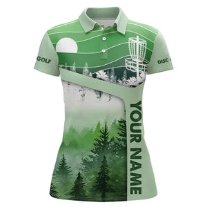 Mint Green Forest Retro Women Disc golf polo shirts custom frisbee golf jerseys, disc golf apparel NQS9198