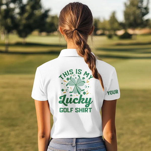 Irish American Flag Women golf polo shirt Custom St Patrick Day This is my lucky golf shirt NQS9398