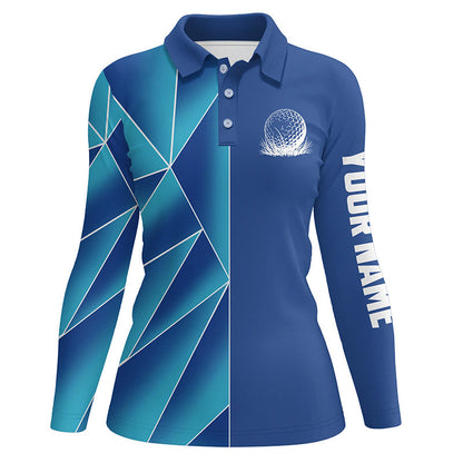 Blue triangle pattern Women golf polo shirts custom team ladies golf jerseys, golf tops for women NQS7852