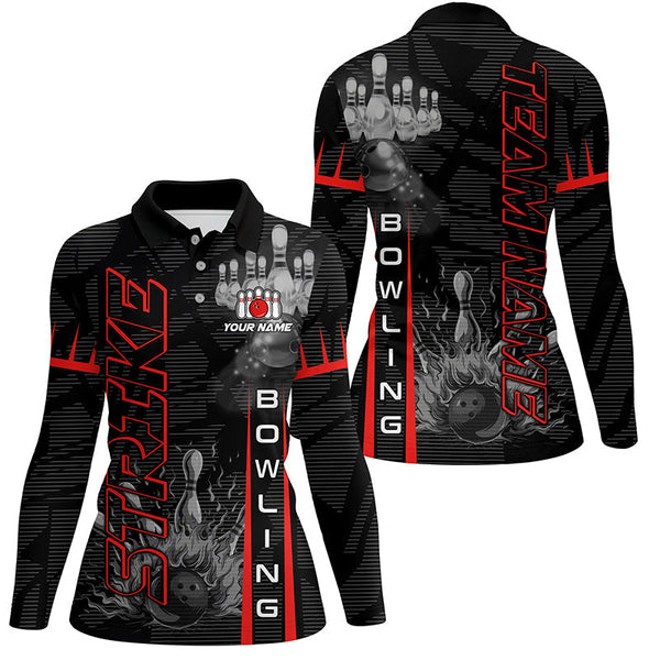 Custom Strike Bowling Shirts For Women, Personalized Bowling Team Jerseys | Red NQS8288