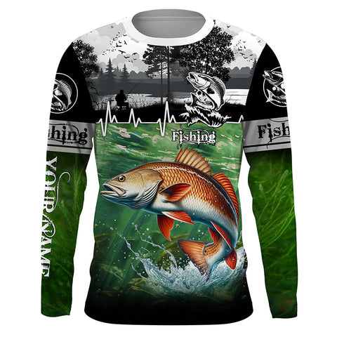 Redfish puppy drum Fishing UV protection Custom name long sleeves fishing shirt for men, women, Kid NQS2651