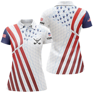 American flag Womens golf polo shirts custom Red, white and blue patriotic golf top, ladies golf shirt NQS7651