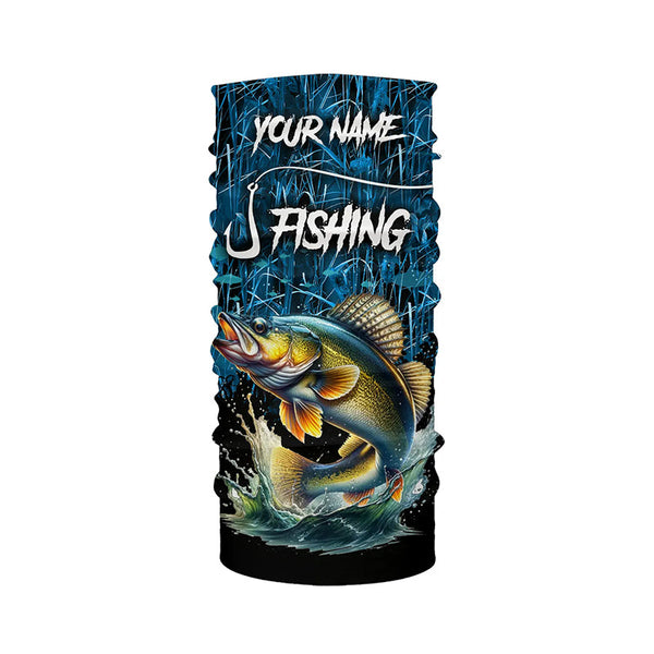 Walleye Fishing blue camo fishing Custom name UV protection long sleeves fishing shirts NQS5770
