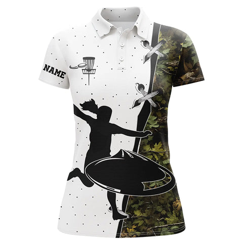 Womens disc golf polo shirts custom name camouflage disc golf team shirts, disc golf gifts NQS7310