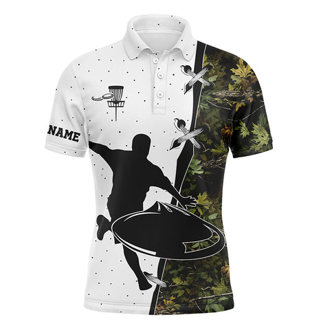 Mens disc golf polo shirt camouflage custom name disc golf team shirt, disc golf gifts NQS7310