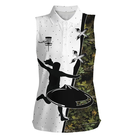 Women sleeveless disc golf polo shirt camouflage disc golf team shirt, disc golf gifts NQS7310