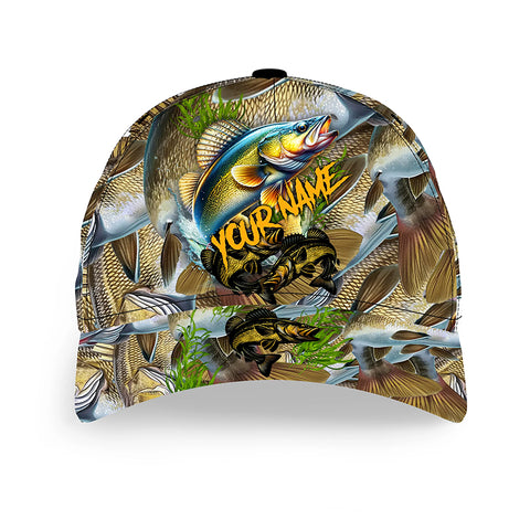 Walleye fishing yellow scale Custom fishing hat Unisex Fishing Baseball Angler hat cap NQS7494