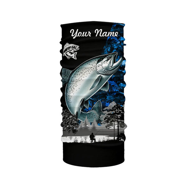 Chinook Salmon( King Salmon) Fishing blue camo Customize name UV protection performance fishing shirts NQS1987