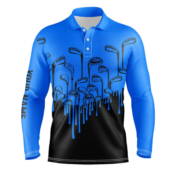 Blue and black golf clubs Mens golf polo shirts custom name male golf attire for men NQS6431
