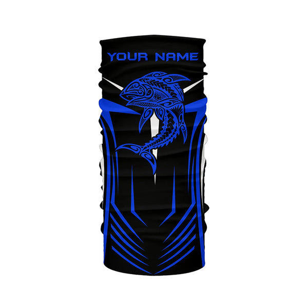 Tribal Tuna Fishing tattoo jerseys custom performance Long Sleeve tournament fishing shirts | Blue NQS6433