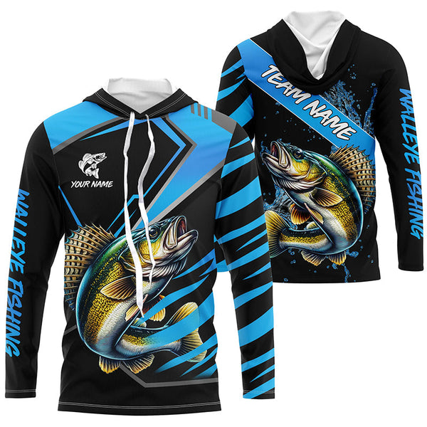 Black and Blue Walleye fishing custom fishing team jerseys, sport fishing shirts NQS8509
