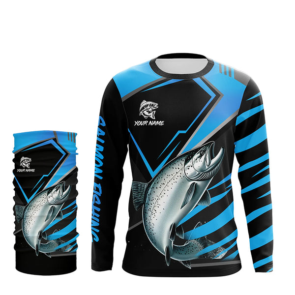 Black and Blue Chinook Salmon fishing custom fishing team jerseys, sport fishing shirts NQS8510