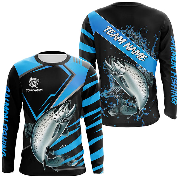 Black and Blue Chinook Salmon fishing custom fishing team jerseys, sport fishing shirts NQS8510