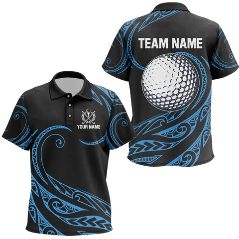 Black and Blue Tribal Pattern Golf Ball Kid Golf Polo Shirts custom unique Kid golf apparel NQS9232